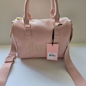 Juicy Couture Pink Diamond Obsession Satchel Rhinestone Logo Faux Leather Bag